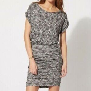 Maje Black & White Swirl-Print Mini Dress